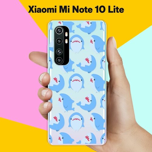 Силиконовый чехол на Xiaomi Mi Note 10 Lite Акулы / для Сяоми Ми Ноут 10 Лайт силиконовый чехол с принтом bye then для xiaomi mi note 10 lite сяоми ми ноут 10 лайт