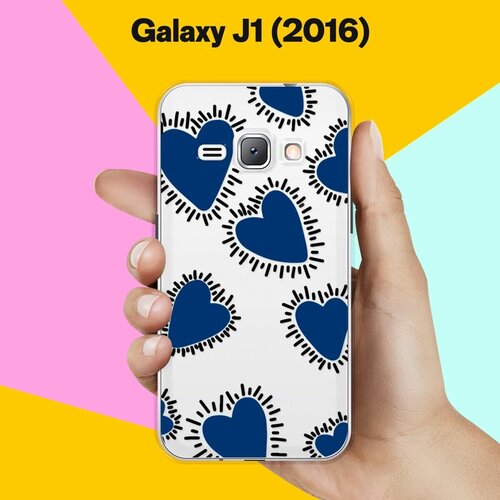 Силиконовый чехол на Samsung Galaxy J1 (2016) Синий сердца / для Самсунг Галакси Джей 1 (2016) силиконовый чехол цветные драже на samsung galaxy j1 2016 самсунг джей 1 2016