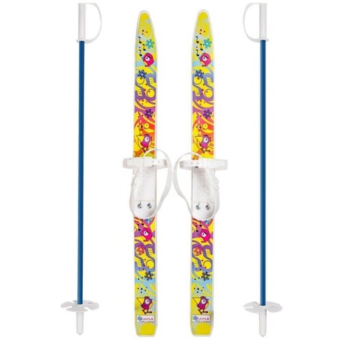 фото Лыжи детские олимпик "лыжики-пыжики" чижики 75/75 см, с палками
