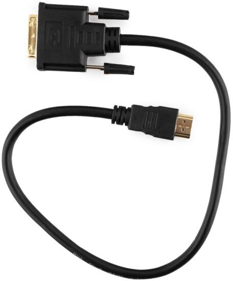 Кабель Cablexpert HDMI-DVI , 0.5м, 19M/19M, single link, черный, позол. разъемы, пакет