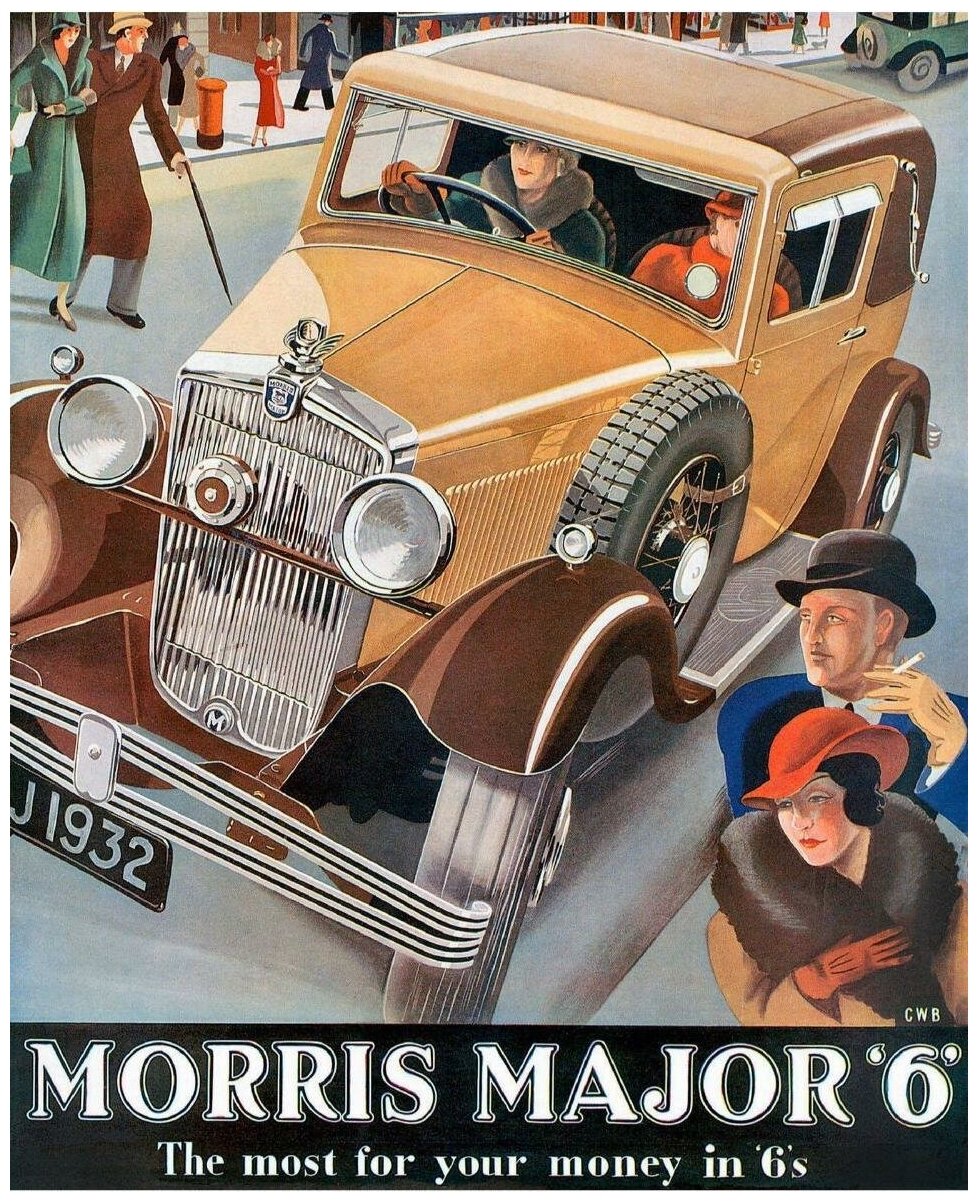 Постер / Плакат / Картина Автомобили - Автомобиль Morris Magor 6 40х50 см в подарочном тубусе