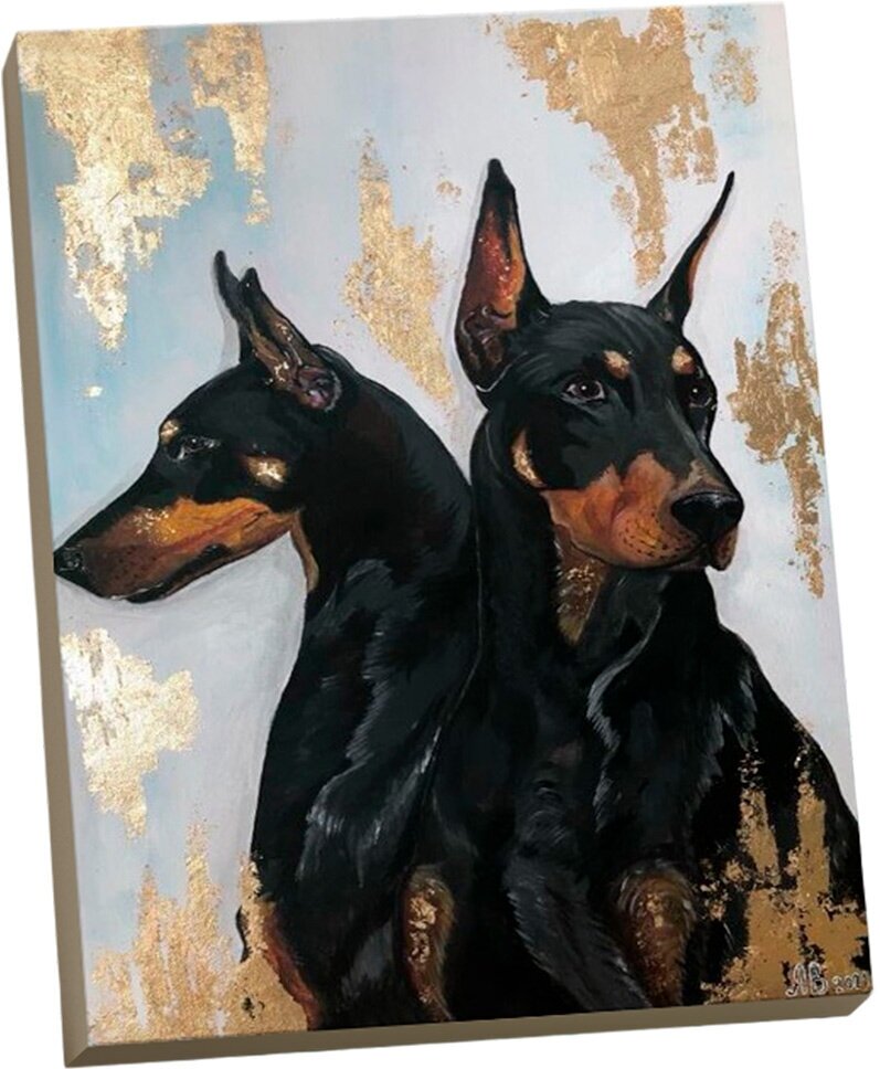 Molly Картина по номерам с поталью 40 × 50 см «Собаки породы доберман» 16 цветов