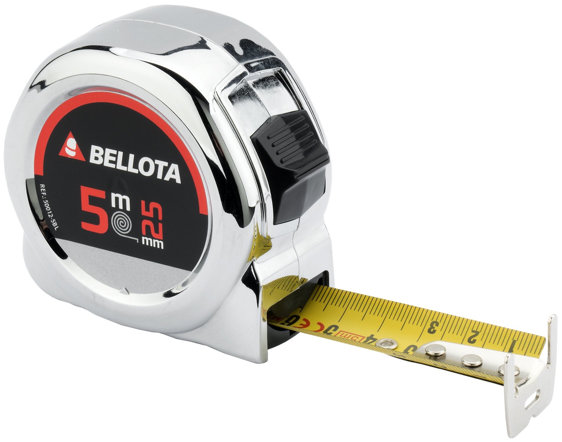 Рулетка Bellota 50012-5BL с двойным крючком 5 м x 25 мм, автоблокировка - фото №1