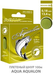 Плетеный шнур для рыбалки AQUA Aqualon 100m 0.18mm 13.6kg оливковый