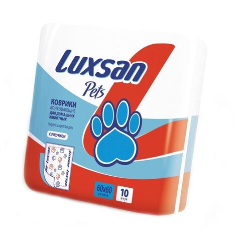 фото Пеленки для собак впитывающие luxsan pets с рисунком 60х60 см 10 шт.