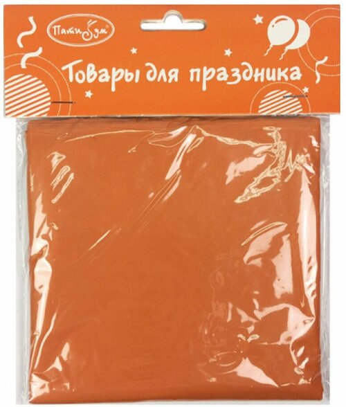 Скатерть праздничная одноразовая полиэтиленовая Riota, оранжевый, 121х183 см