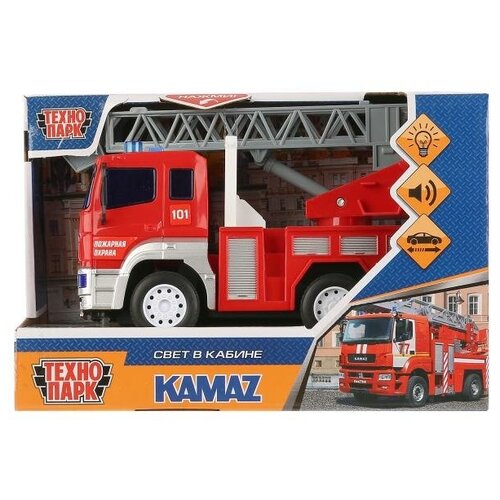 Машина пластик свет-звук KAMAZ КАМАЗ пожарная машина 17 см, инерция, кор. Технопарк машина камаз пожарная служба 1 54 металлическая инерционная в коробке