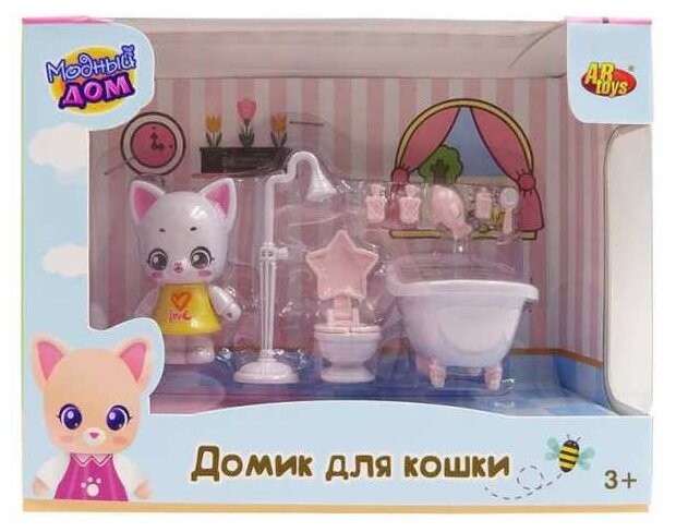 Игровой набор ABtoys Уютный дом - Домик для кошки.Ванная PT-01310