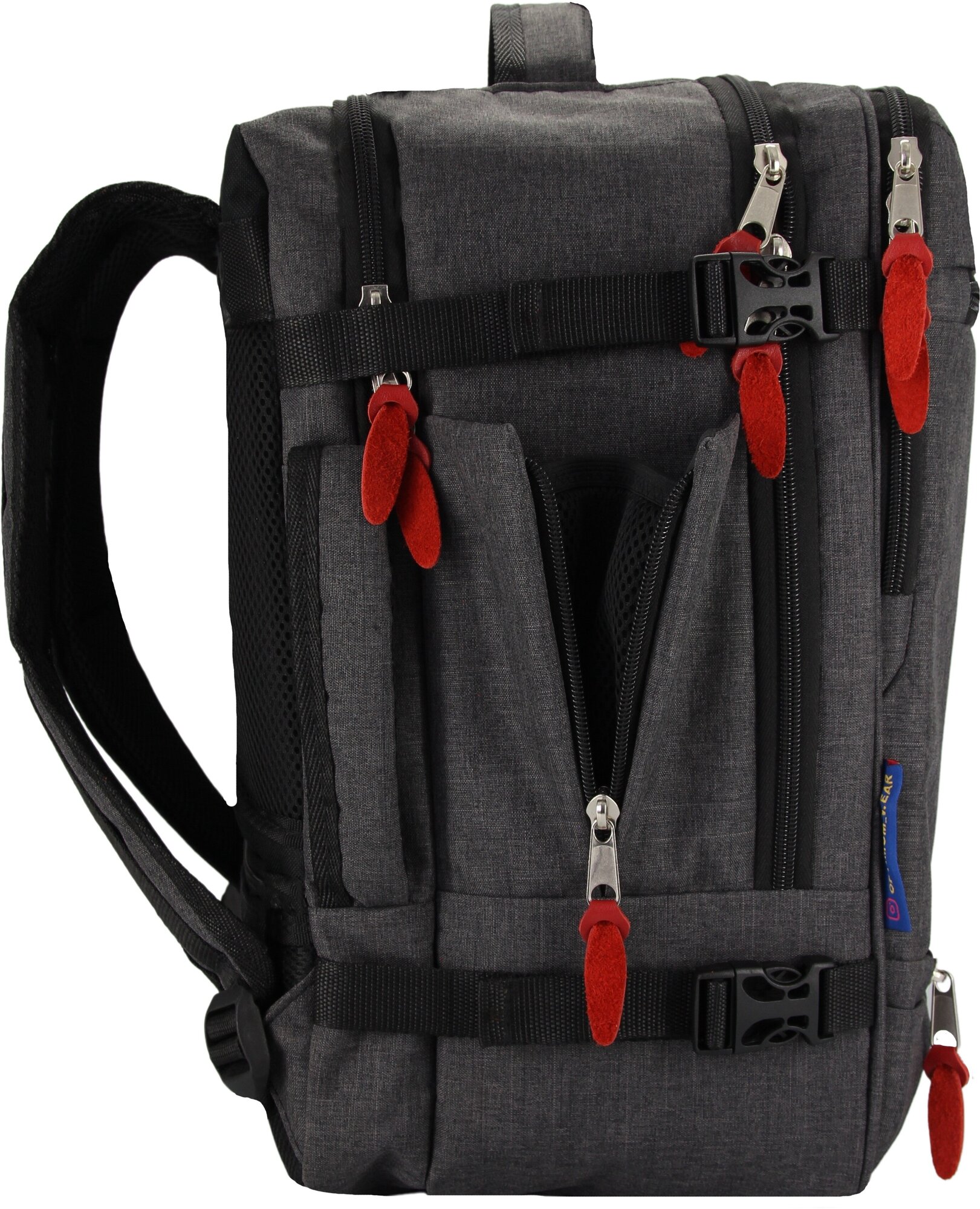 Рюкзак сумка дорожная чемодан ручная кладь 40х30х20 в самолет, темно-серый - фотография № 5