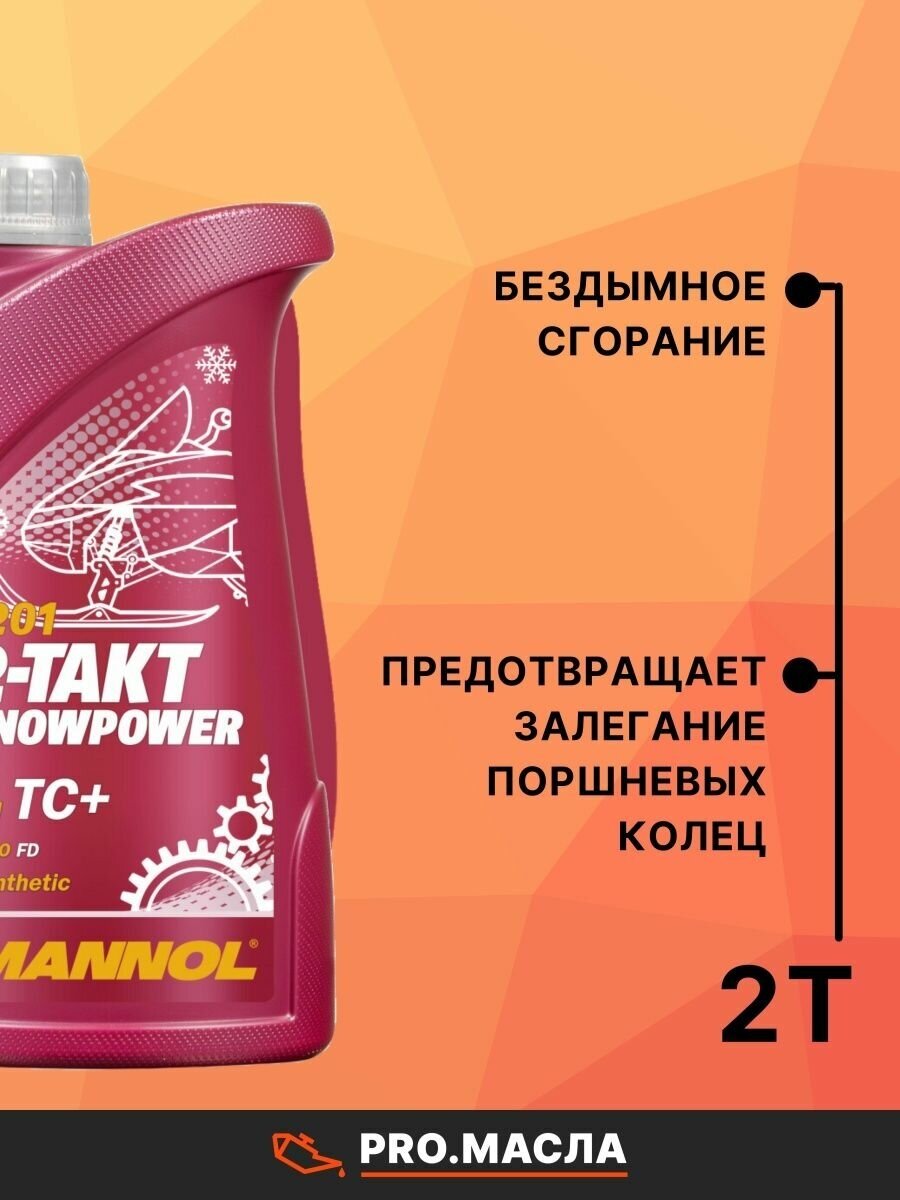 Синтетическое моторное масло Mannol 2-Takt Snowpower, 1 л