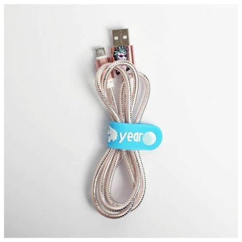 Набор держатель для провода+кабель micro USB Happy New Year, 1А, 1м набор держатель для провода кабель micro usb winter 1а 1м