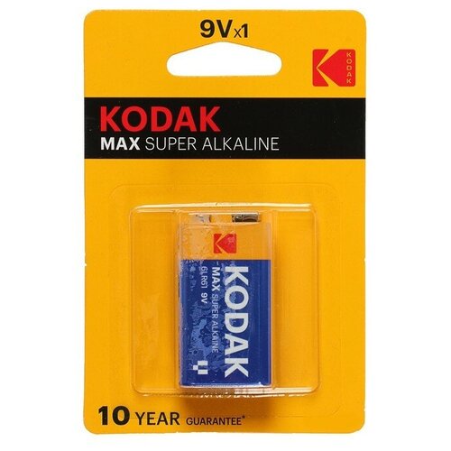 Батарейка алкалиновая Kodak Max, 6LR61-1BL, 9В, крона, блистер, 1 шт. kodak батарейка алкалиновая kodak max 6lr61 1bl 9в крона блистер 1 шт