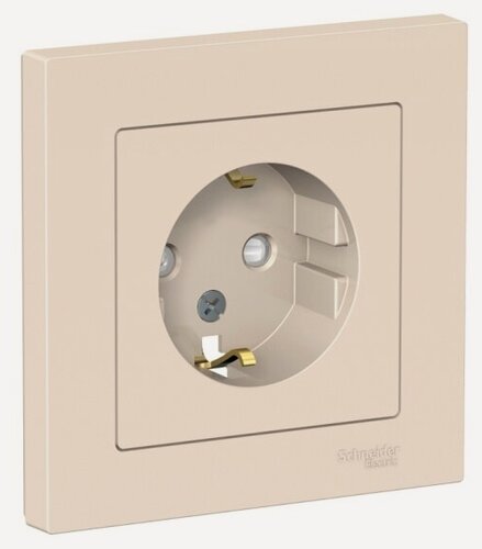 Изображение товара Розетка Systeme Electric (schneider Electric) SCHNEIDER ELECTRIC ATLASDESIGN 16А, в сборе, бежевый ATN000244