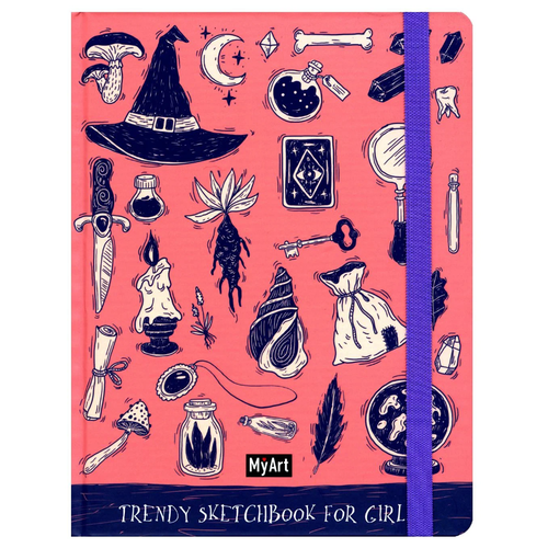 Скетчбук Проф-Пресс MyArt. Trendy sketchbook for girls. Волшебство, 21 х 14.8 см, 90 г/м², 64 л. розовый/синий A5 22 см 17 см 90 г/м²