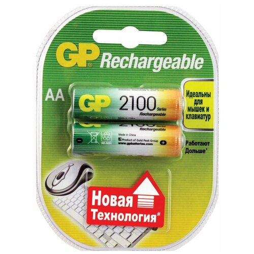 Аккумулятор GP R6 (AA) Ni-Mh 2100mAh (2шт.) аккумулятор r6 aa ni mh 2700mahкосмос kocr6nimh2700mah2bl космос