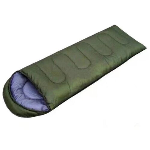 Спальник одеяло с капюшоном 210*75см 2400гр зеленый -5С