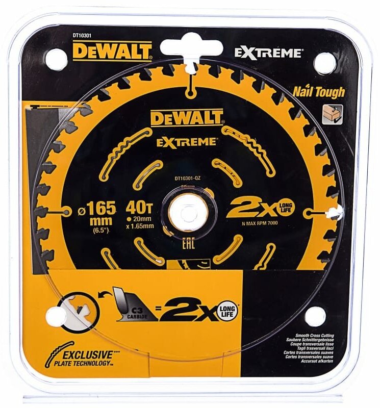 DeWalt Пильн. диск EXTREME п/дер. 165/20 1.65 40 WZ +18°