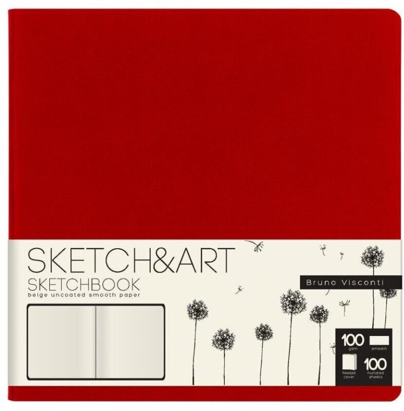 SKETCHBOOK SKETCH&ART BV, ORIGINAL,145х145 мм, 100 л, бежевый 100 гр. В мягком переплете (красный)