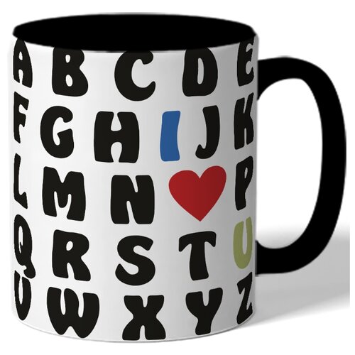 фото Кружка алфавит, из него это i love you. цветная внутренняя поверхность drabs