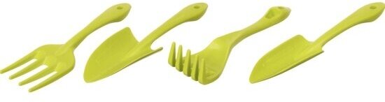 Набор Inbloom садовых инструментов (лопатка, совок для пересадки, грабельки, вилка для рыхления) салатовый