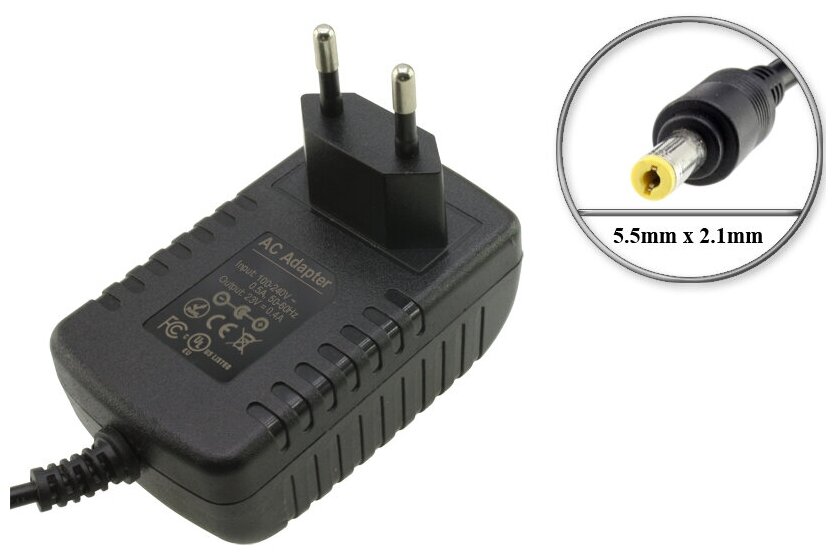 Адаптер (блок) питания 22V 0.5A - 23V 0.4A 5.5mm x 2.1mm (AC230040W) для зарядки дрели - шуруповерта Bort и др. устройств