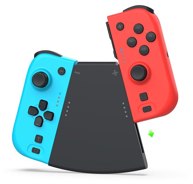 Набор DOBE из 2-х контроллеров Joy-Con Неоновый красный/Неоновый синий (Switch) + зарядная станция TNS-0163T