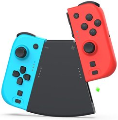 Набор DOBE из 2-х контроллеров Joy-Con Неоновый красный/Неоновый синий (Switch) + зарядная станция, TNS-0163T