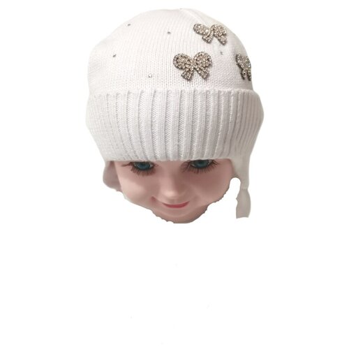 фото Шапка для девочки белая хлопок р.40-42 (sh-0604) па нет бренда