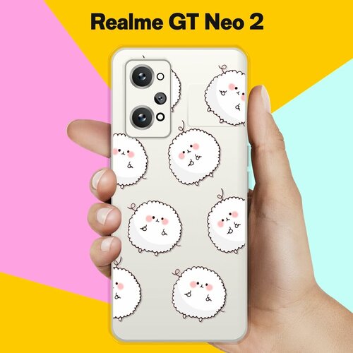 Силиконовый чехол на Realme GT Neo 2 Белые ежики / для Реалми ДжиТи Нео 2 силиконовый чехол evil girl на realme gt neo 2 реалми gt нео 2