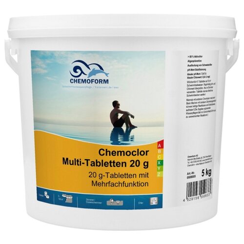 Chemoform Кемохлор СН-Таблетки 20 гр, для дезинфекции воды в бассейнах и питьевой воды (70% активного хлора), 10 кг, цена - за 1 ведро