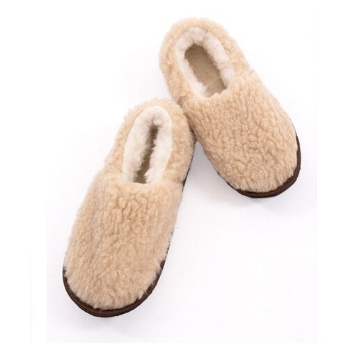 Тапочки Wool Lamb, размер 44-45, бежевый, белый тапочки wool lamb размер 44 45 бежевый белый