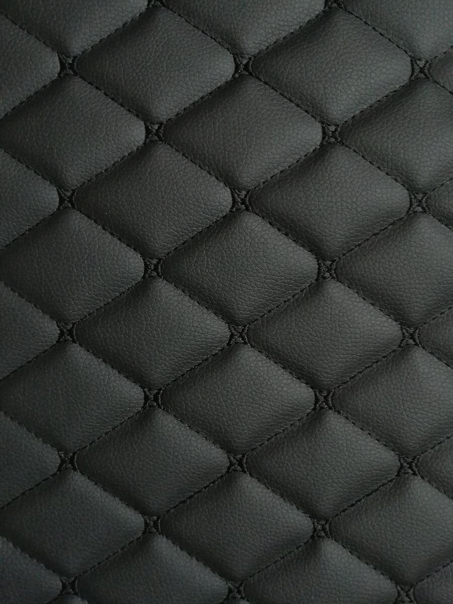 Ткань для обивки салона автомобиля мебели экокожа на поролоне 140см х 50см - перфорация черный квадрат