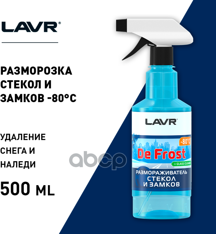 Ln1302-L_очиститель Стекол! Зимний (-80C) С Триггером 495Мл LAVR арт. LN1302L