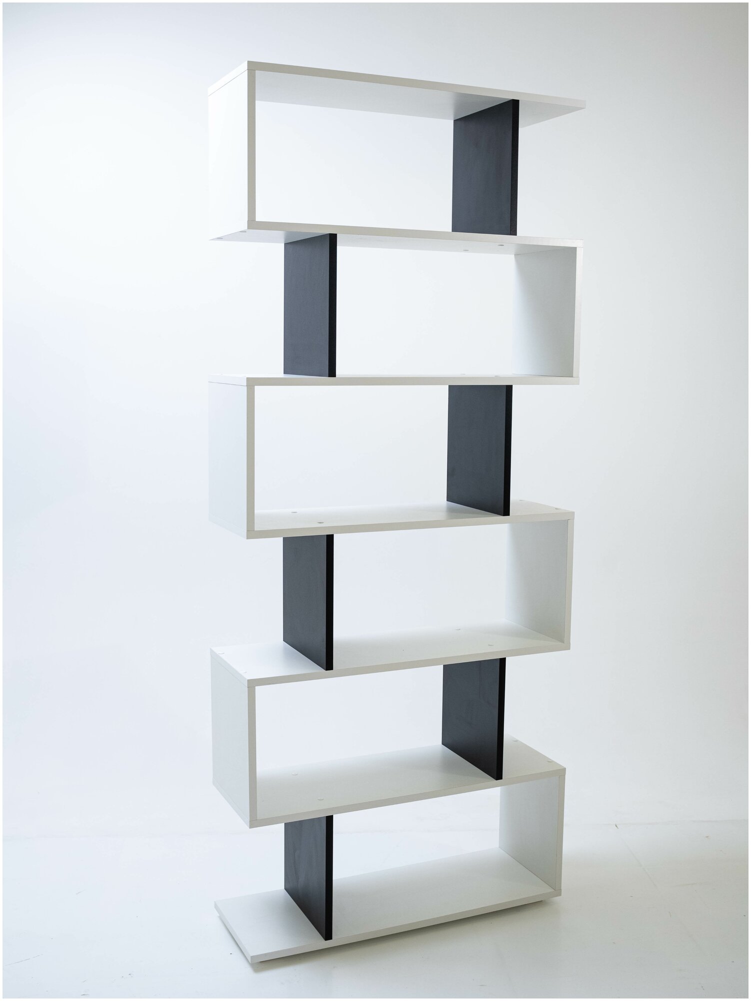 Стеллаж, Мебельное ателье ПоLкА, модель Восторг, ЛДСП , цвет бело-черный,1760*730*250 - фотография № 9