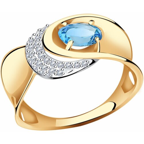 фото Золотое кольцо александра кл3498-78ск с топазом и фианитом diamant-online