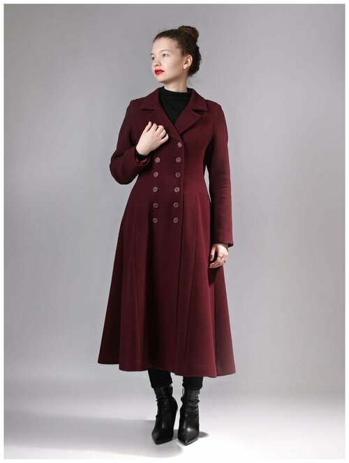 Пальто  демисезонное, силуэт полуприлегающий, удлиненное, размер S/160-175, бордовый