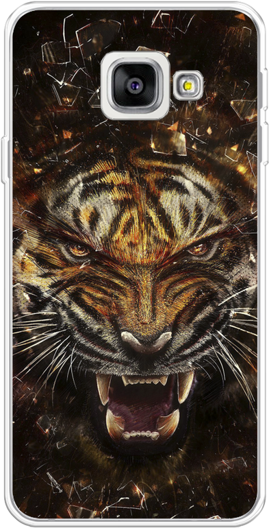 Силиконовый чехол на Samsung Galaxy A3 2016 / Самсунг Галакси А3 2016 Тигр осколки