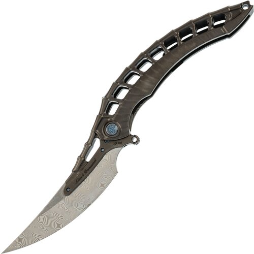 фото Складной нож alien с тактической ручкой, сталь damasteel, rikeknife