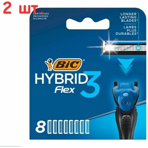 Кассеты для бритья Flex 3 Hybrid, 8шт (2 шт.)