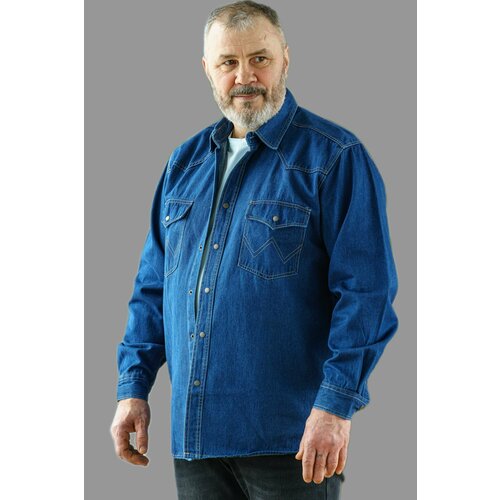 фото Рубашка мужская джинсовая классическая с длинным рукавом нет бренда