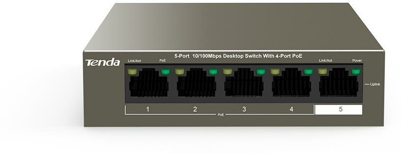 Коммутатор 5port 10/100m tef1105p-4-38w tenda