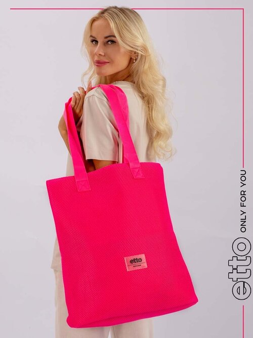 Сумка шоппер Etto, фактура перфорированная, красный, розовый