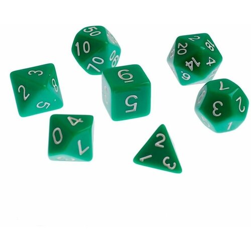 Набор кубиков для DnD (Dungeons and Dragons), зелёные, 7 шт.