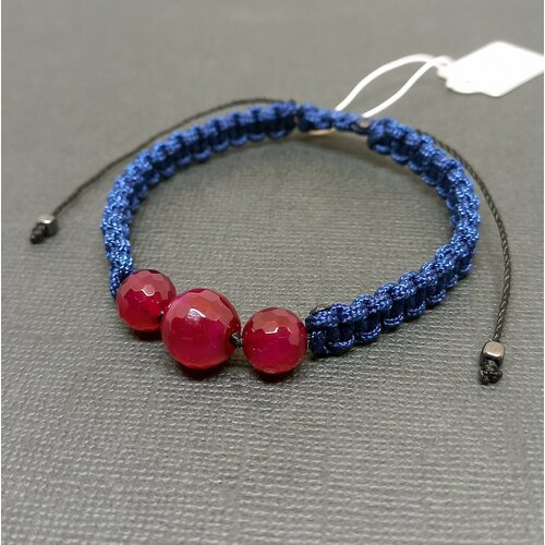 Жесткий браслет, агат, размер 16.5 см, красный, синий браслет сорренто из натурального тонированного агата синего цвета