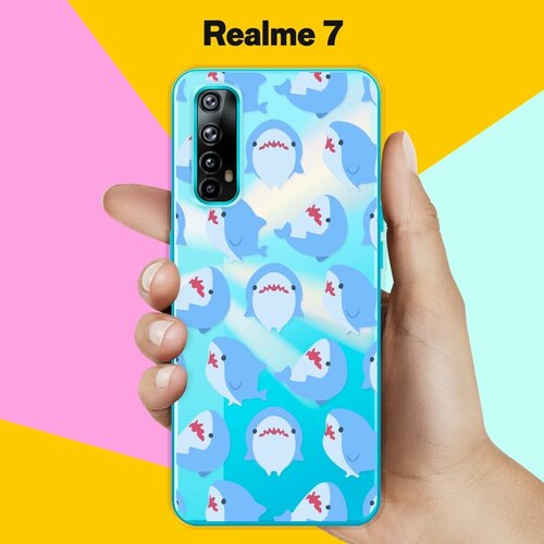 Силиконовый чехол на realme 7 Акулы / для Реалми 7 силиконовый чехол на realme 7 кассета для реалми 7