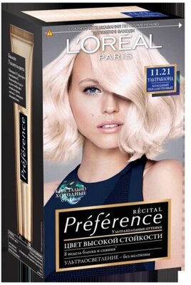 Крем-краска для волос L'oreal Paris L'OREAL Preference тон 11.21 Ультраблонд перламутровый