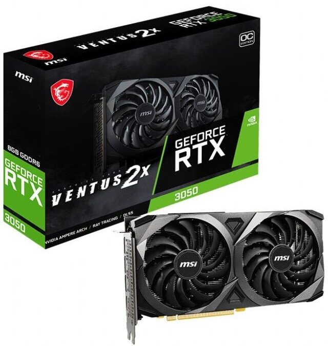 Видеокарта PCIE16 RTX3050 8GB GDDR6 3050 Ventus 2X XS 8G OC MSI RTX 3050 Vent 2X XS 8G OC .