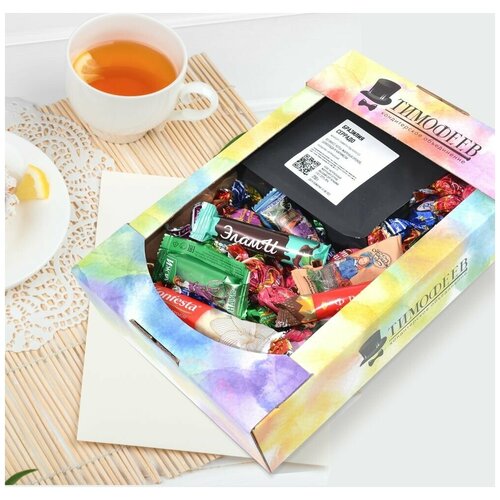 Подарочный набор кофе в зернах Бразилия Серрадо + конфеты ассорти, 1 кг