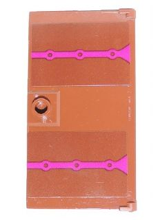 Door 1 x 4 x 6 with Stud Handle with 2 Magenta Stripes Pattern (Stickers) - Set 41066, 60616pb016 Reddish Brown U