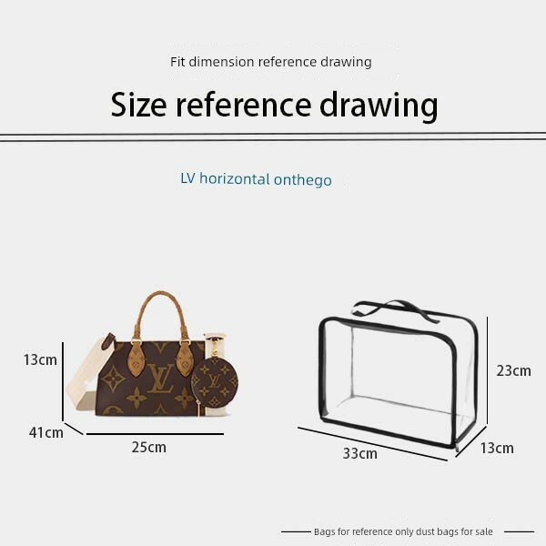 Прозрачный чехол для сумки LV Onthego Tote Bag, квадратный, размер XL, защита от пыли и влаги, водонепроницаемый